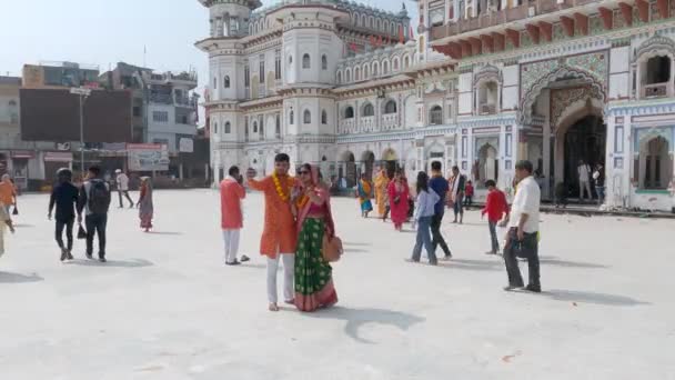 Janakpur Népal Octobre 2021 Jeune Couple Sur Place Temple Janaki — Video