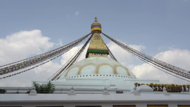 Катманду Непал Листопада 2021 Погляд Ступу Будханат Численними Молитовними Прапорами — стокове відео