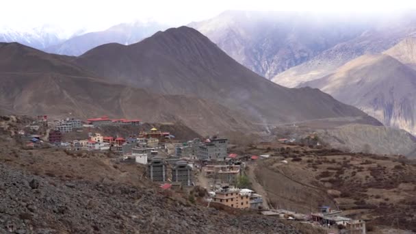 Una Vista Panorámica Ciudad Muktinath Valle Muktinath Región Mustang Del — Vídeos de Stock