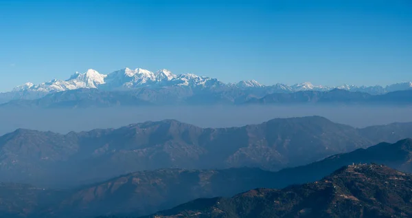 Uitzicht Het Himalaya Gebergte Mist Van Vroege Ochtend — Stockfoto
