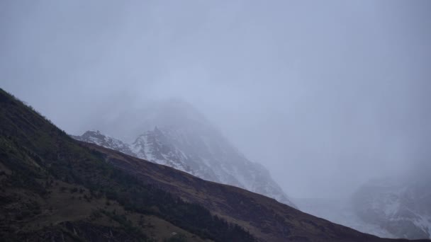 Cloud Time Lapse Snow Peaks Himalaya Mountains — Stock Video