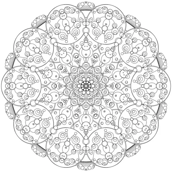 Line Drawing Mandala Henna Coloring Page — стоковое фото