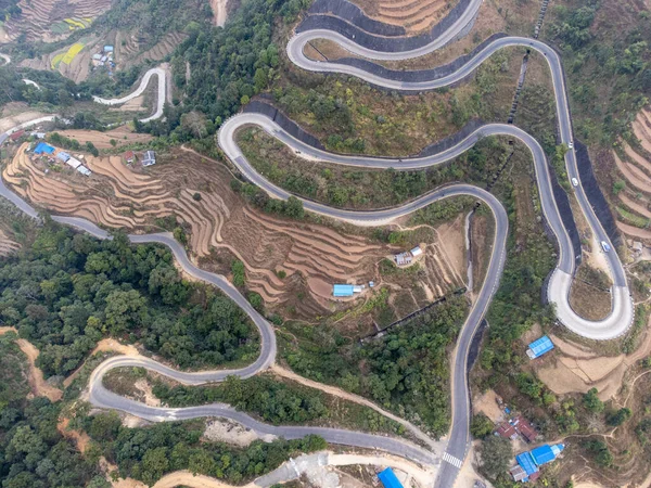 Aerial View Highway Also Known Bardibas Highway Mountains Nepal — Stock Photo, Image