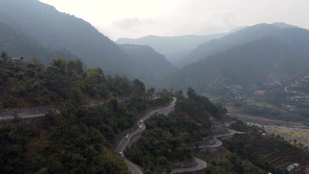 Drone Pohled Provoz Dálnici Bardibas Highway Horách Nepálu — Stock video