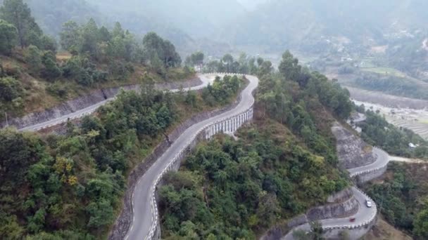Dronové Záběry Dálnice Dálnice Bardibas Kopcích Horách Nepálu — Stock video