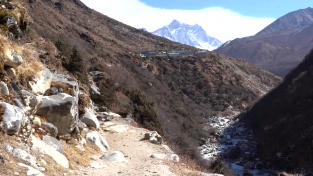 Una Splendida Vista Sulle Montagne Himalayane Con Sentiero Che Corre — Video Stock