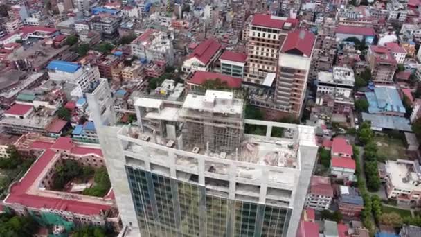 Flying Tall Building City Kathmandu Nepal Reveal City — 图库视频影像