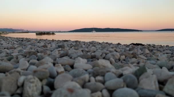 Coucher Soleil Sur Mer Adriatique Croatie Kastel Luksic Vue Plage — Video