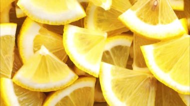 Taze dilimlenmiş limon hareketi. Geçmişi ve dokusu. Yukarıdan görüntüle.