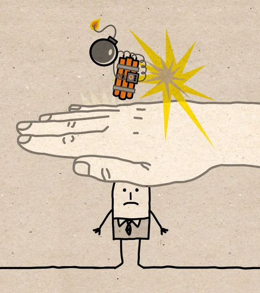 Hand Drawn Big Hand Cartoon Characters Terrorism Protection — Fotografia de Stock