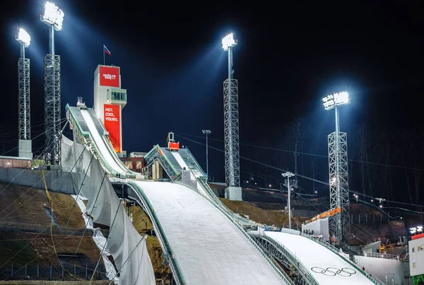 Sochi Rússia Fevereiro 2014 Competições Salto Esqui Nos Jogos Olímpicos Fotografia De Stock