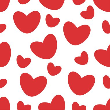 farklı boyutlarda kalpleri olan desenler, aşk baskısı, dizüstü bilgisayarlar ve tekstil için sevimli süsler