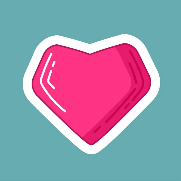 Sevgililer günü için beyaz çizgili kalp çıkartması.