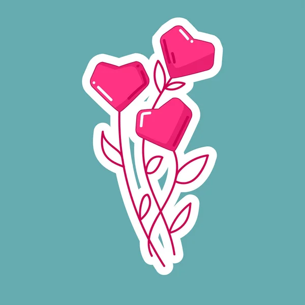 Sevgililer günü için bir buket çiçek, kalp şeklinde tomurcuklar, aşk ve romantizmin işareti.