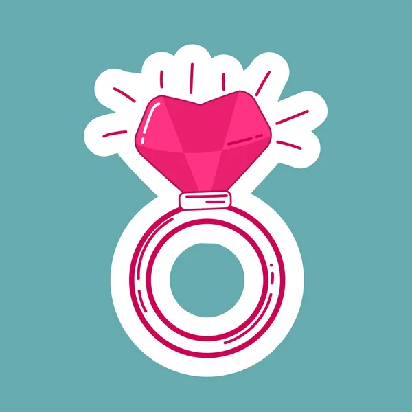 Kalp yüzüğü çıkartması, sevgililer günü hediyesi, pırıltılı elmas.