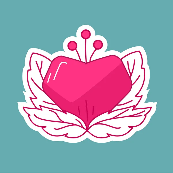 Çalının içinde kalp şeklinde bir böğürtlen çıkartması Sevgililer Günü için bir aşk meyvesi.