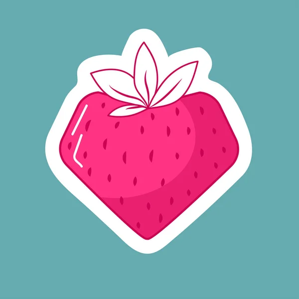 Vektör Sevgililer Günü etiketi, pembe kalp şeklinde çilek, sulu dut