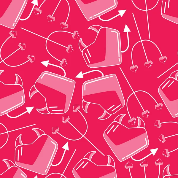 Şeytan ve mızrak deseni, Sevgililer Günü için kalp, aşk ve ilişkiler.