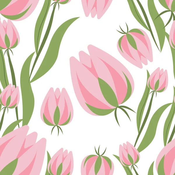 Anneler günü için vektör deseni. Bir buket çiçekli kart, pembe laleler.