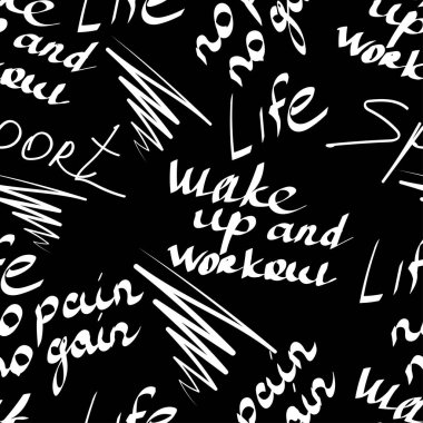 Tekstil, spor giyim, grafiti ve spor, motivasyon, sağlıklı yaşam tarzı hakkında yazıtlar için vektör deseni