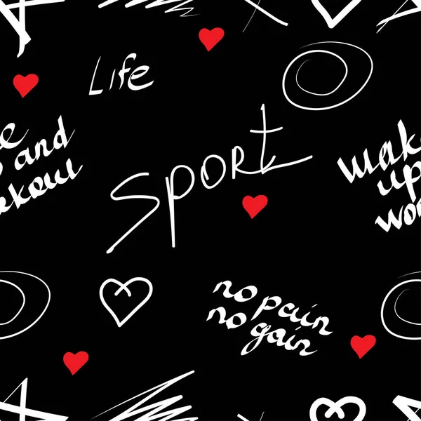 Tekstil, spor giyim, grafiti ve spor, motivasyon, sağlıklı yaşam tarzı hakkında yazıtlar için vektör deseni