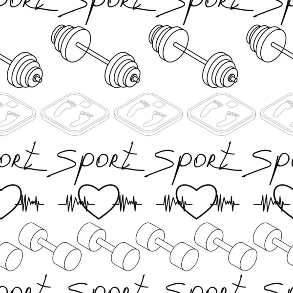 Tekstil, spor giyim, grafiti ve spor, motivasyon, halterler ve pantolonlar hakkındaki yazıtlar için siyah arkaplan beyaz çizgileri üzerine vektör deseni