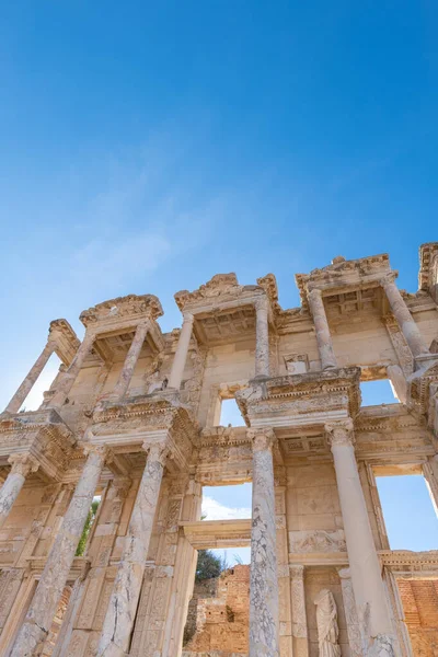 Ephesus Library Celsus Close Detail View Στην Αρχαία Πόλη Της — Φωτογραφία Αρχείου
