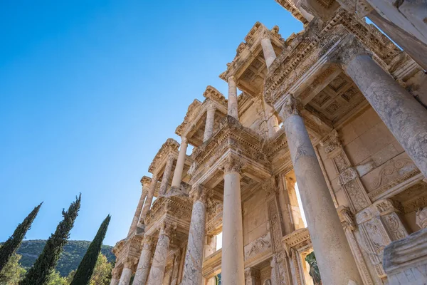 Efesos Bibliotek Celsus Närbild Detalj Den Antika Staden Efesos Turkiet — Stockfoto