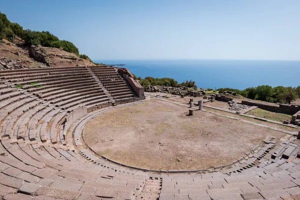 Divadlo Assos Starověké Řecké Archeologické Naleziště Výhledem Egejské Moře Assos — Stock fotografie