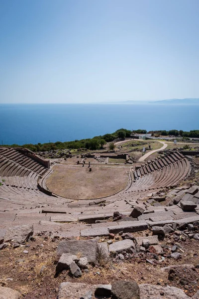 Teatro Assos Antiguo Sitio Arqueológico Griego Con Vistas Mar Egeo —  Fotos de Stock
