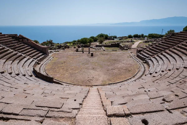 Théâtre Assos Site Archéologique Grec Antique Surplombant Mer Égée Assos — Photo