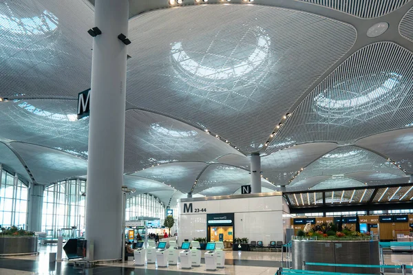 stock image Istanbul, Turkey - November 2021: Istanbul Airport departure hall architecture. Istanbul Airport is the main international airport serving Istanbul