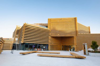 Eskisehir, Türkiye - Ekim 2021: Eskisehir, Türkiye 'deki Odunpazari Modern Sanat Müzesi. Müzede modern ve çağdaş sanatlar sergilenmektedir.