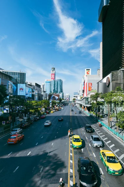 Bangkok Thailand December 2021 Bangkok Traffic Downtown City Center Siam — Stock Photo, Image