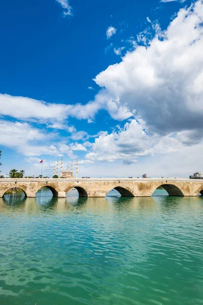 Stone bridge (Takpr in Turkish) in Adana, Turkey. The bridge is historically known as Ponte Sarus and a Roman bridge spanning the Seyhan River in Adana.