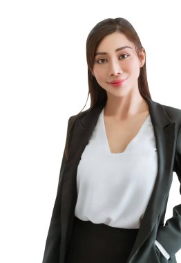 Beyaz tenli Asyalı bir iş kadınının portresi.