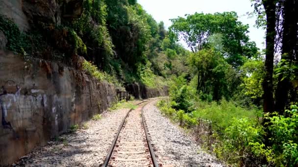 Railway Track Woodland Death Railway Kanchanaburi Provice Thailand — Wideo stockowe