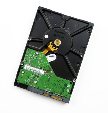 Bangkok, Thailand - 22 June 2022. An internal Hardisk drive in 3.5 size isolated on white Top View.