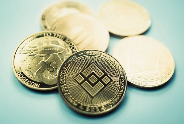 Shiny Crypto Currency Metale Coin Isolated White — 图库照片