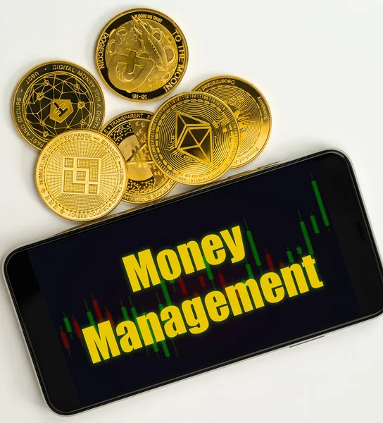 Money Management Mobile Application Screen Cryptocurrency Investment Concept — Foto de Stock