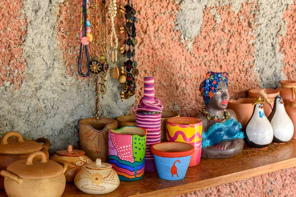 Typical Brazilian Clay Crafts Painted Bright Colors State Minas Gerais — Stock Photo, Image