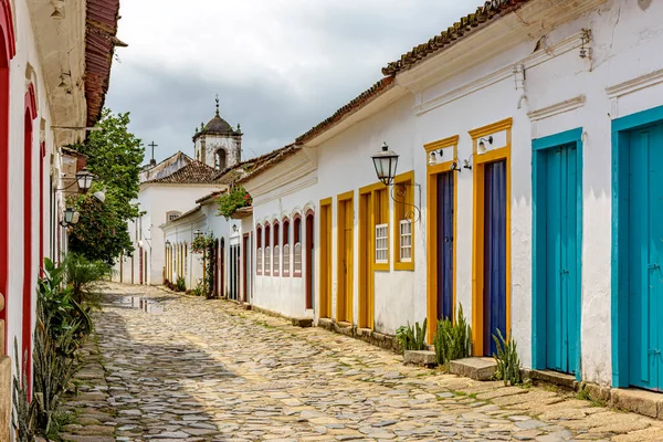 Rua Cidade Velha Paraty Com Suas Casas Coloridas Estilo Colonial — Fotografia de Stock