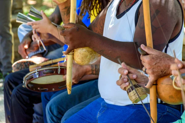 Instrumento Musical Brasileño Llamado Berimbau Otros Instrumentos Percursión Utilizados Habitualmente —  Fotos de Stock