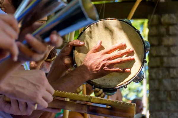 Tamburyn Inne Zazwyczaj Rustykalne Instrumenty Perkursywne Używane Podczas Capoeira Przywożone — Zdjęcie stockowe