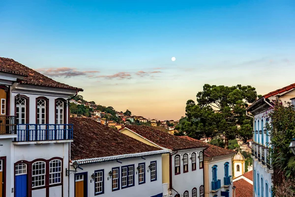 Old Colonial Style Houses Balconies Traditional Historic Town Ouro Preto — Fotografia de Stock