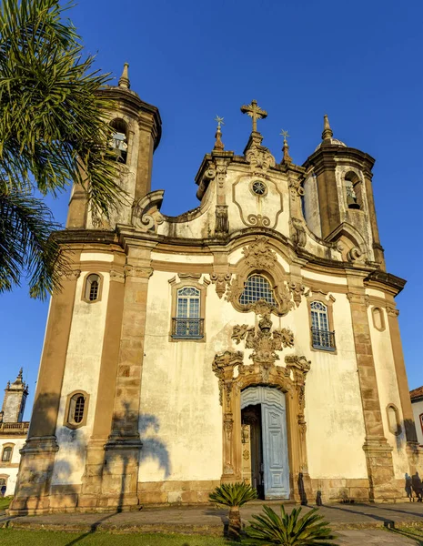 Fachada Iglesia Barroca Durante Tarde Famosa Ciudad Ouro Preto Minas —  Fotos de Stock