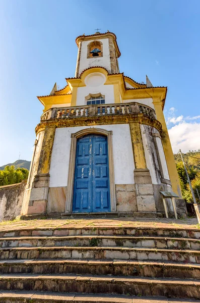Historische Kerk Met Trap Klok Toren Stad Ouro Preto Minas — Stockfoto