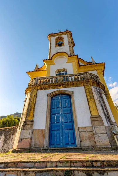Historische Kerk Met Trappen Toren Stad Ouro Preto Minas Gerais — Stockfoto