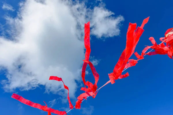 Декоративные Яркие Красные Ленты Приготовленные Религиозному Празднику Городе Лаврас Новас — стоковое фото