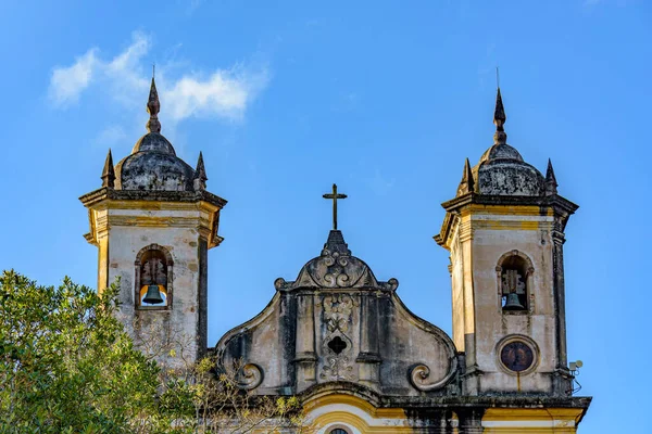 Historische Kerktorens Barokke Stijl Met Klokken Ouro Preto Minas Gerais — Stockfoto